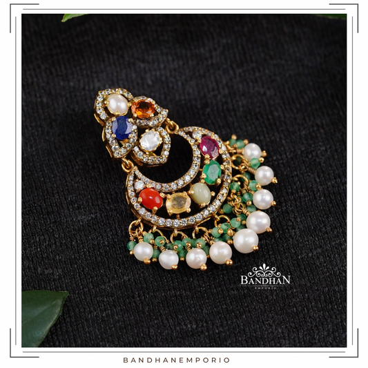 Pure 92.5 Silver Navratan Pendant