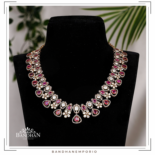 Pure 92.5 Silver Polki Necklace set