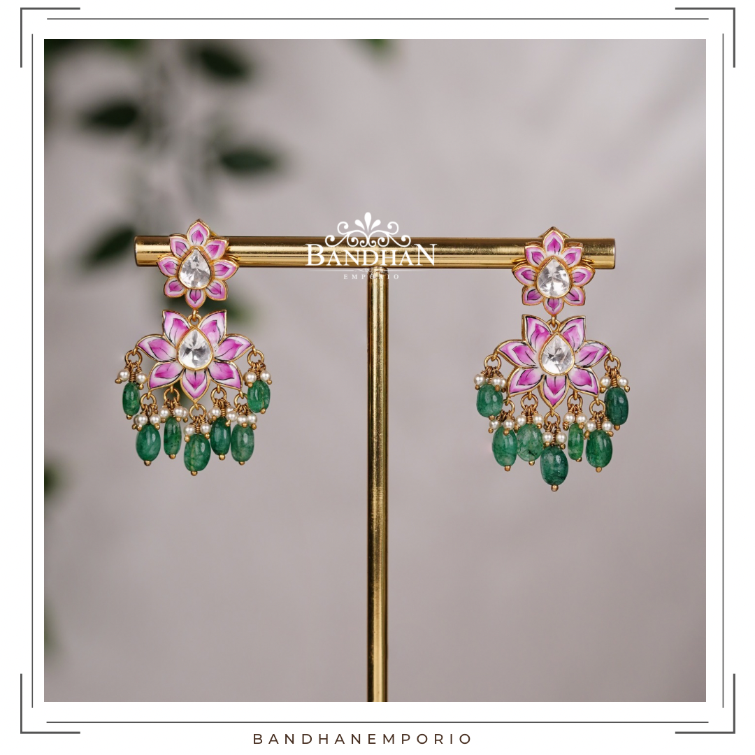 Pure 92.5 Silver Meenakari Necklace set