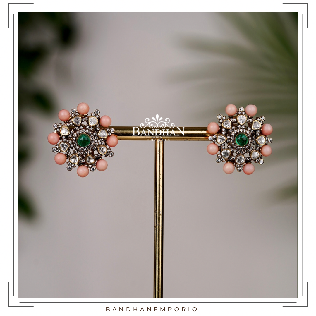 Pure 92.5 Silver Coral Studs