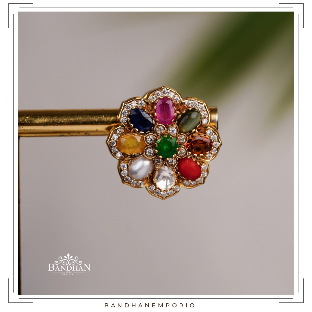 Pure 92.5 Silver Navratan Studs