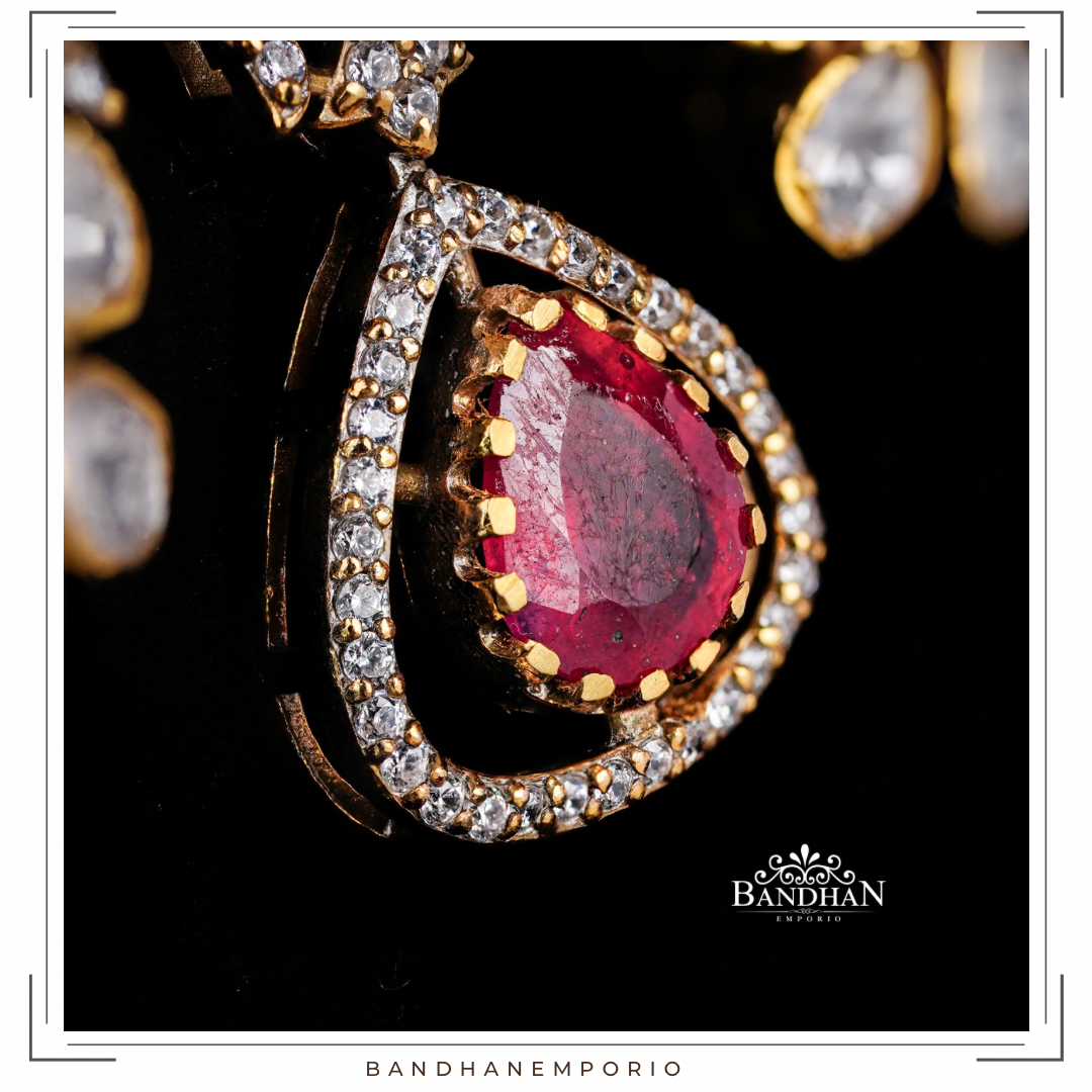 Pure 92.5 Silver Polki Necklace set