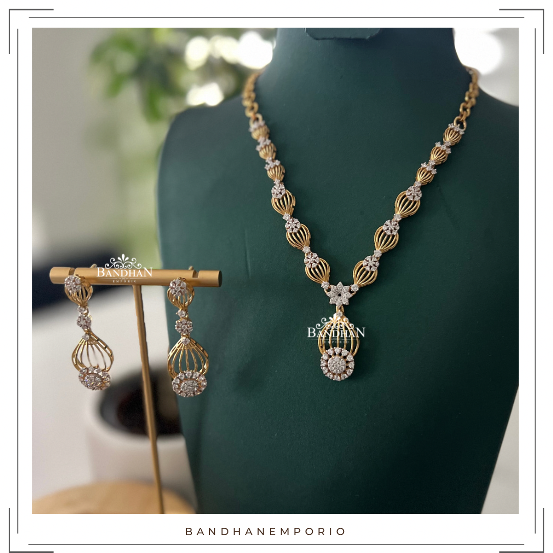 Pure 92.5 Silver Diamond Finish Necklace set - 30% OFF FINAL SALE