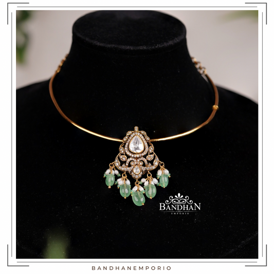 Pure 92.5 Silver Pendant Set With Hasli