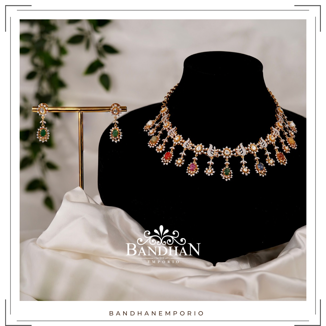 Pure 92.5 Silver Diamond Finish Necklace set - 25% OFF - FINAL SALE