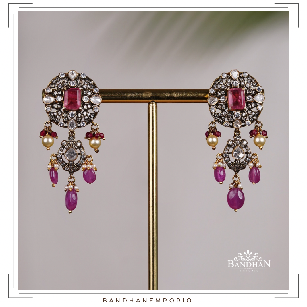 Pure 92.5 Silver Polki choker Set