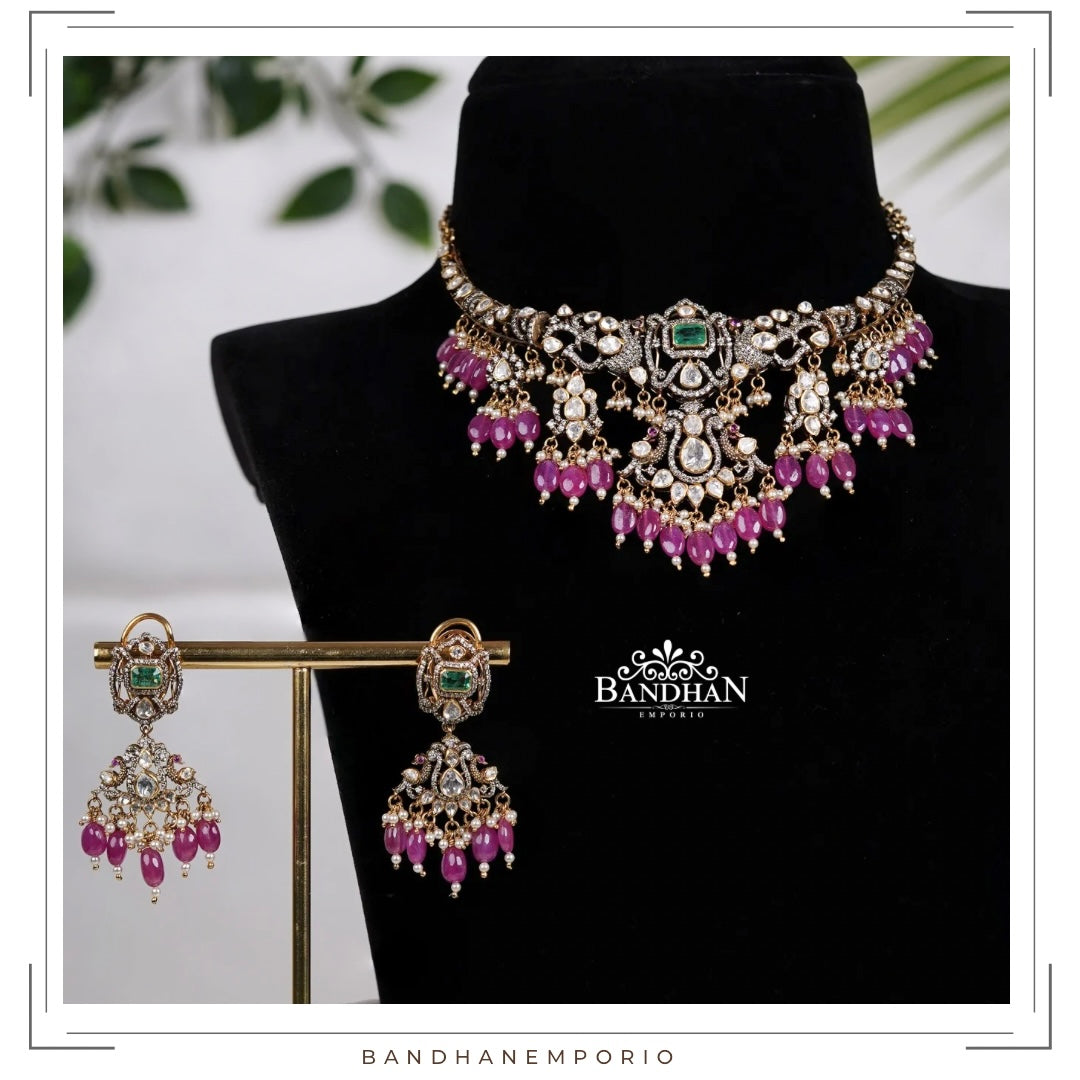 Pure 92.5 Silver Victorian Necklace set