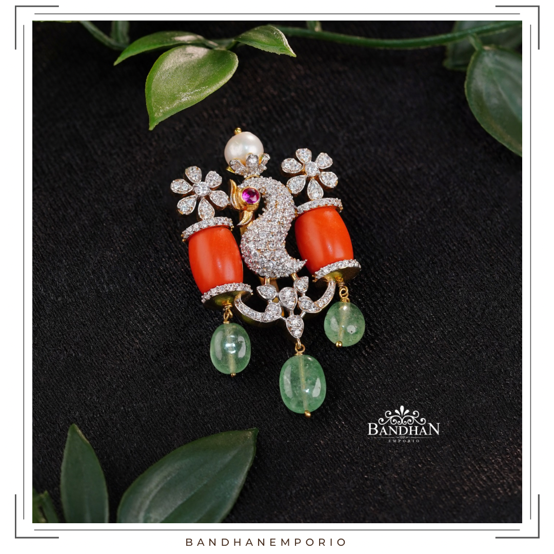 Pure 92.5 Silver Peacock Pendant