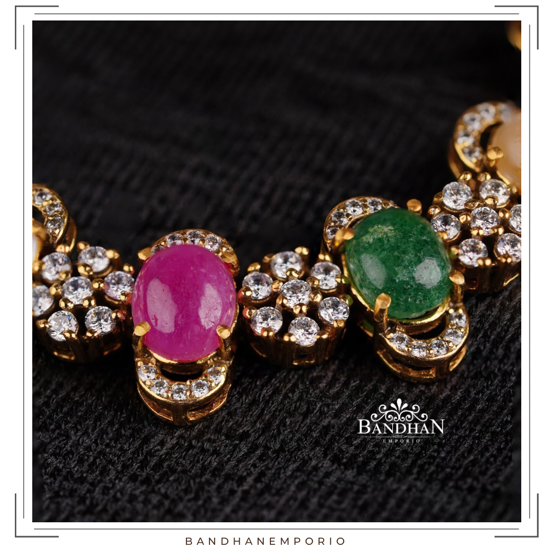 Pure 92.5 Silver Navratan Bracelet