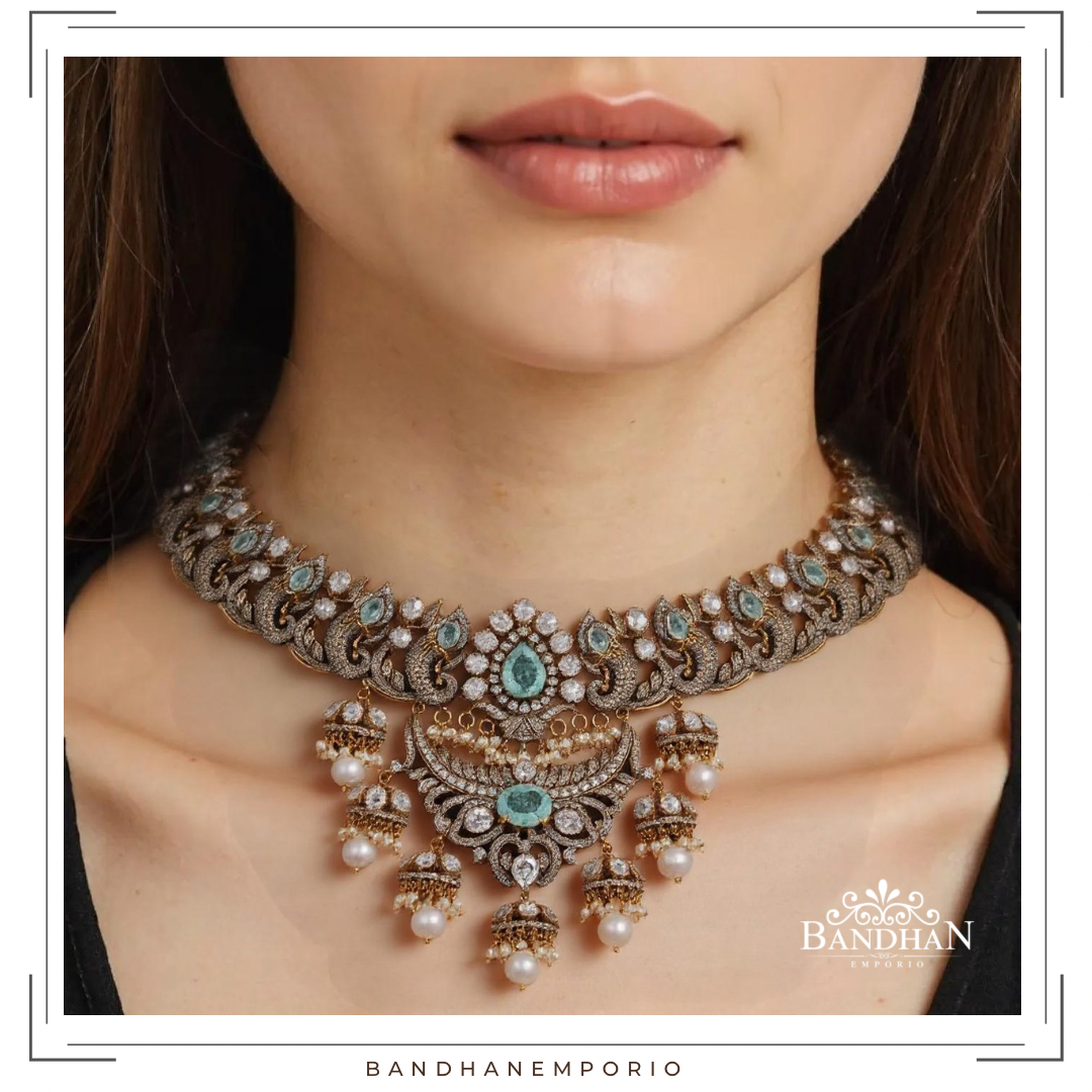 Pure 92.5 Silver Victorian Necklace set