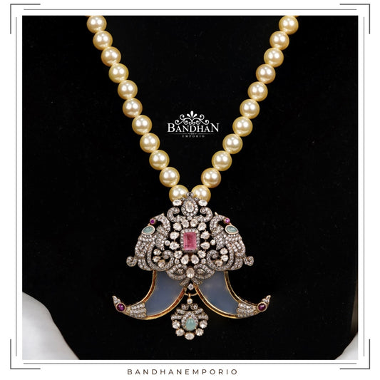 Pure 92.5 Silver Victorian Pendant Set