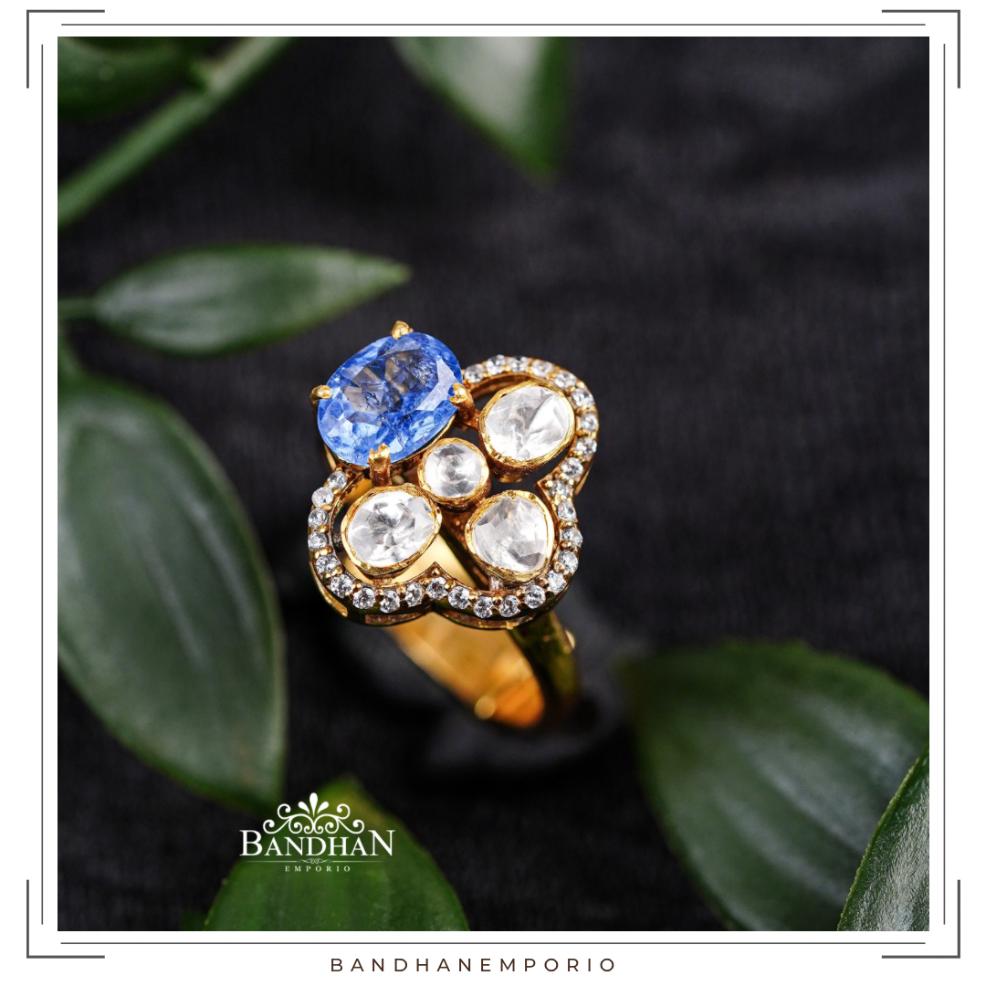 Pure 92.5 Silver Sapphire Finger Ring