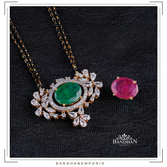 Pure 92.5 Silver Black beads Necklace Set