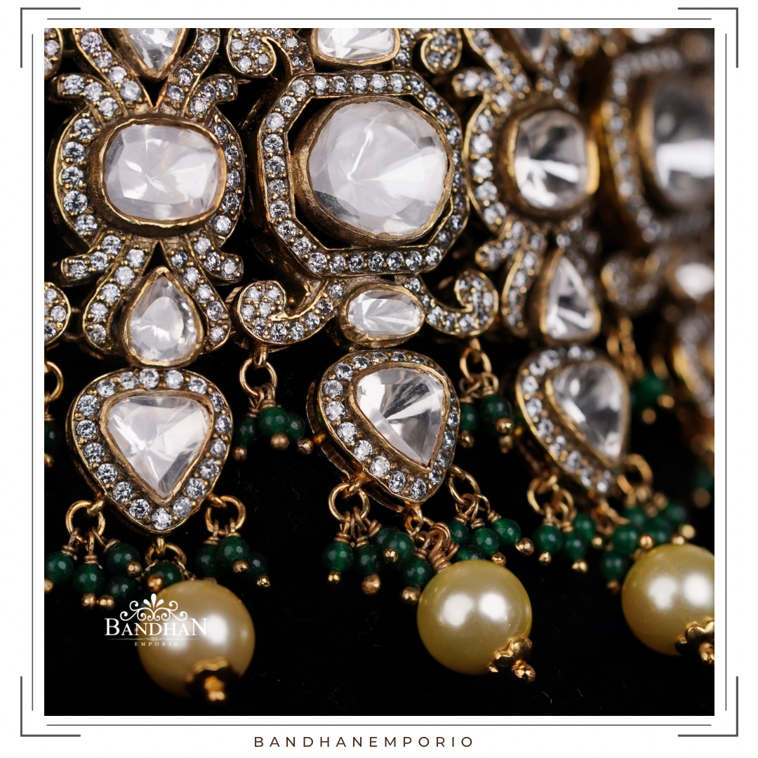 Pure 92.5 Silver Polki choker Set