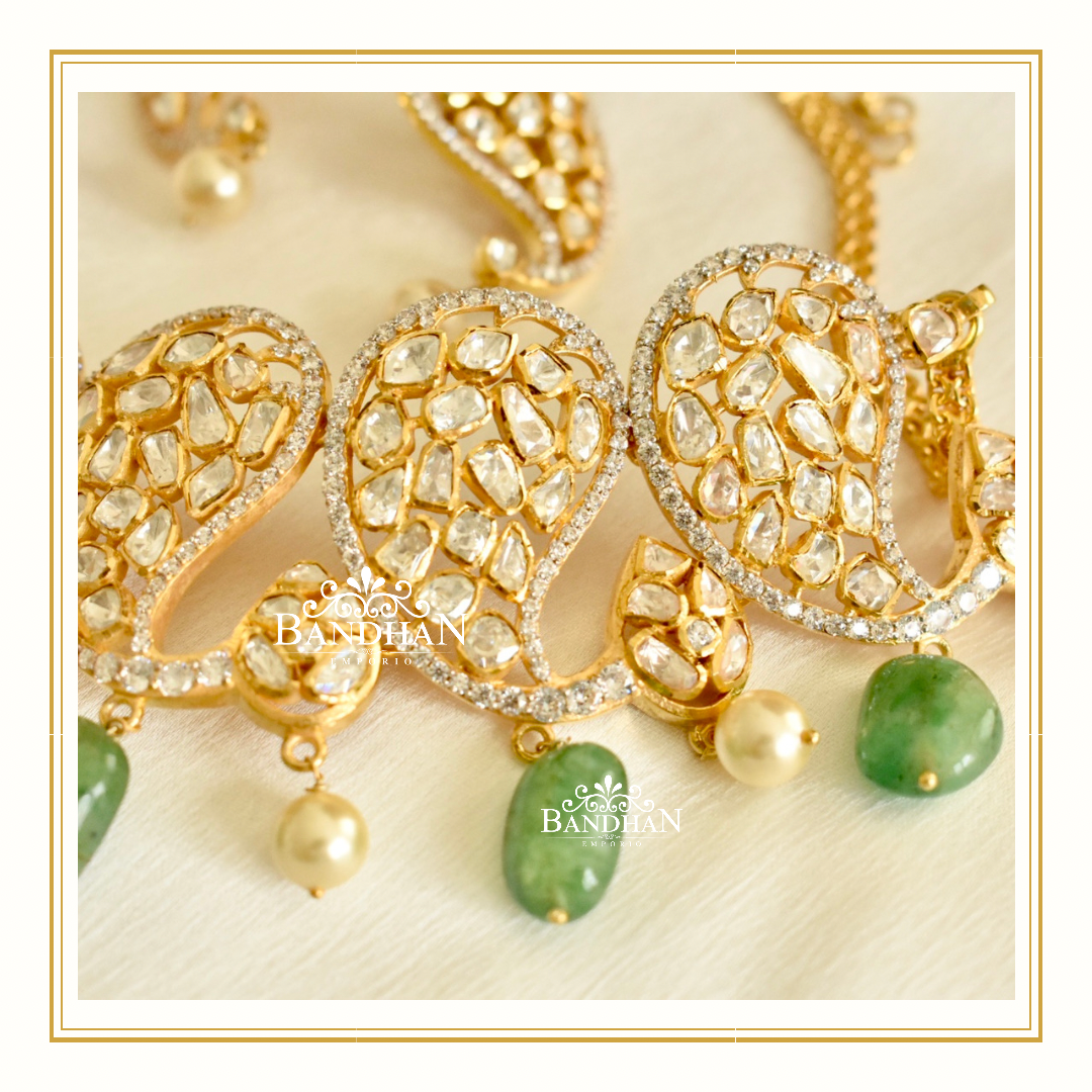 Pure 92.5 Silver Polki Choker Set