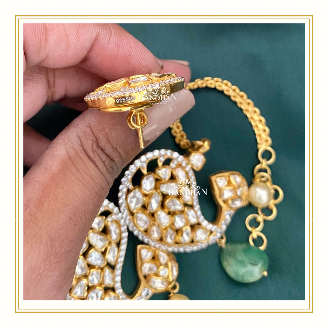 Pure 92.5 Silver Polki Choker Set