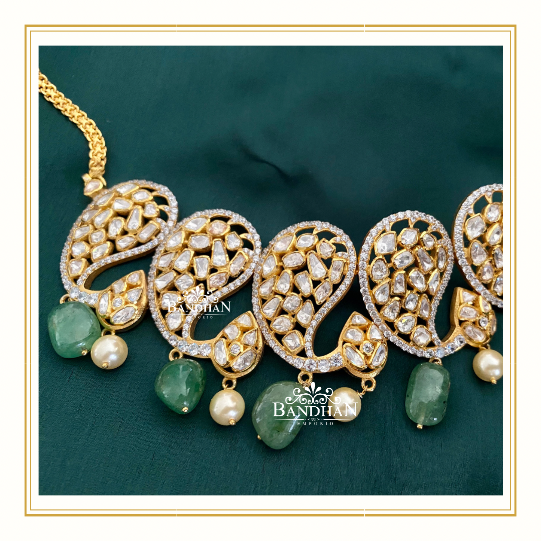 Pure 92.5 Silver Polki Choker Set