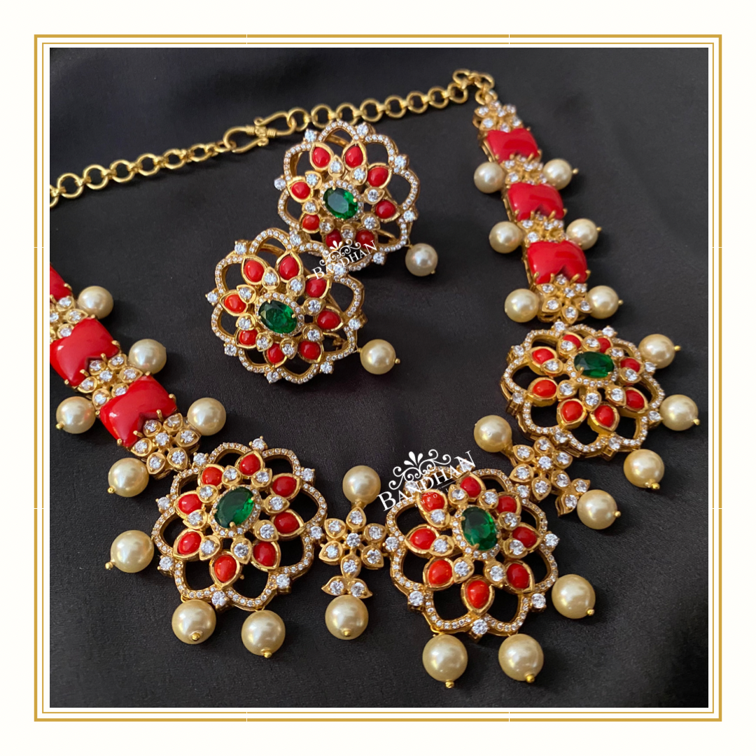 Coral shop necklace set