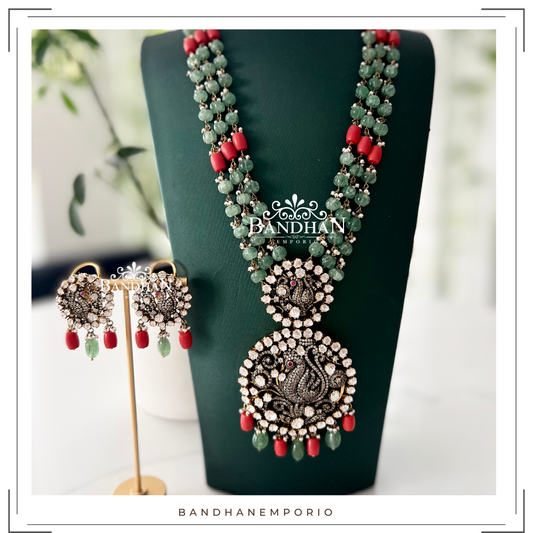 Pure 92.5 Silver Polki Victorian Necklace set