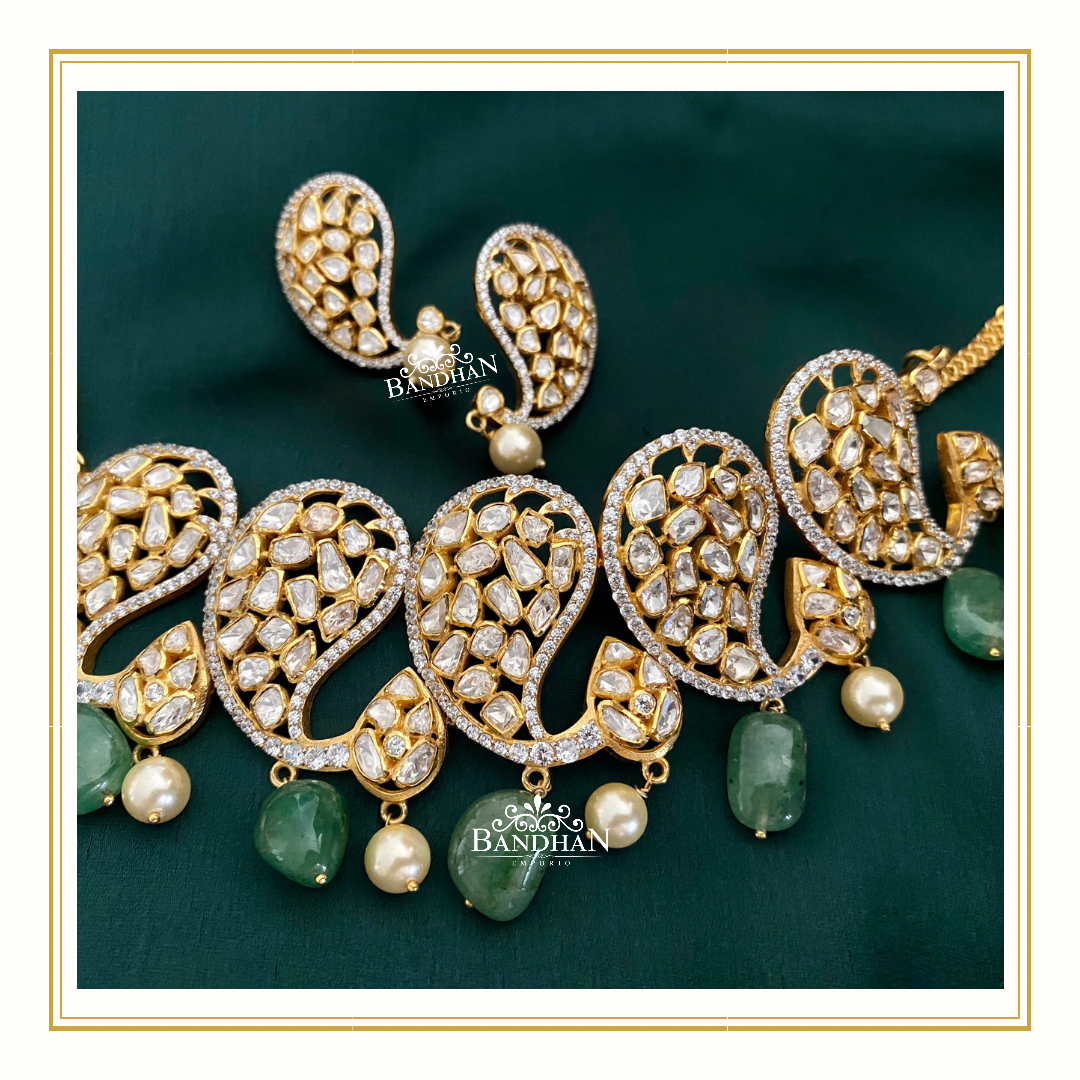 Pure 92.5 Silver Polki Choker Set